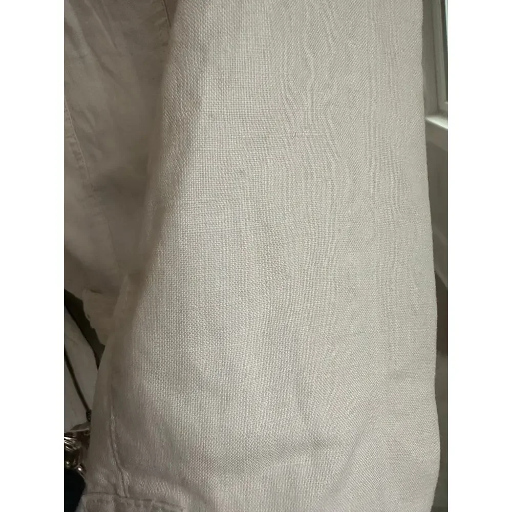 Burberry Brit Patchford Parchment Linen Moto Biker Full Zip Belted Jacket Size 4 - Picture 12 of 14